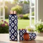 Copper Bottle Gift Set with Meena Print