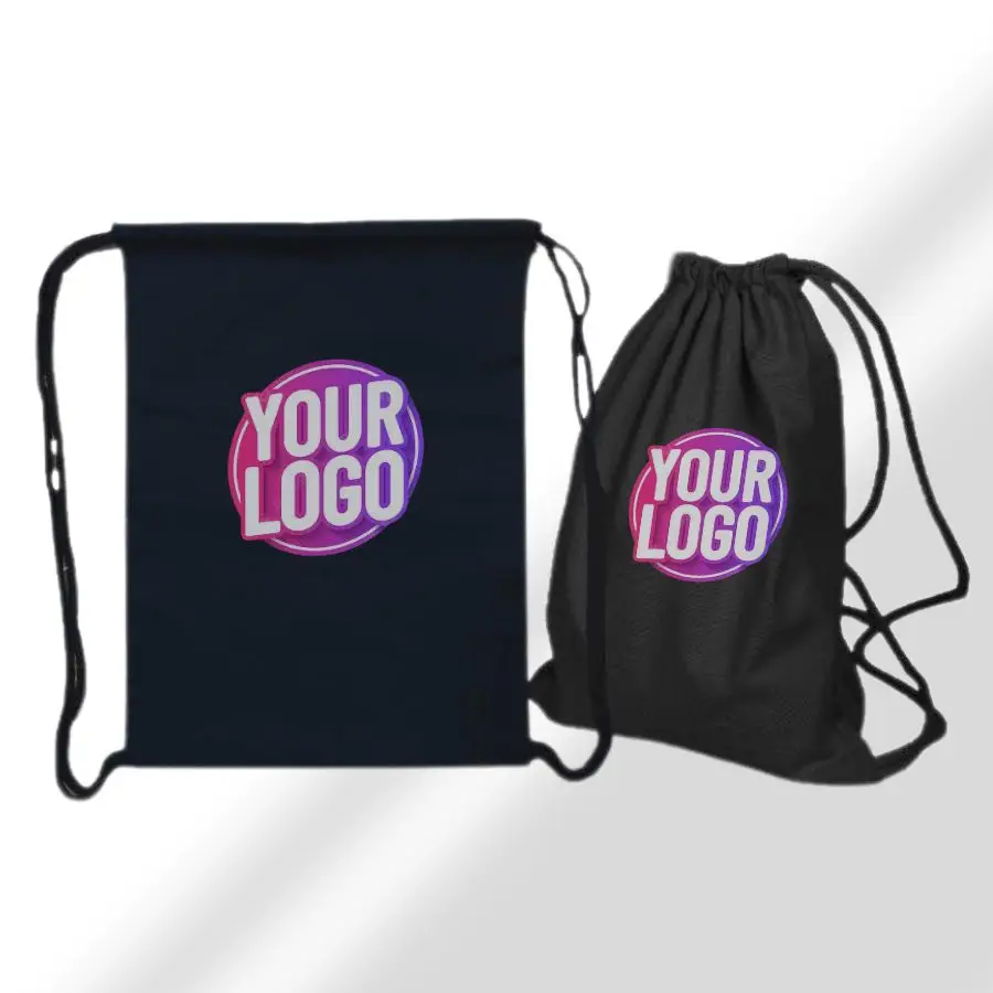 Customized Black Drawstring Bag