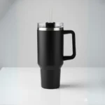 Black Tumbler with Straw