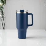 blue Tumbler with Straw