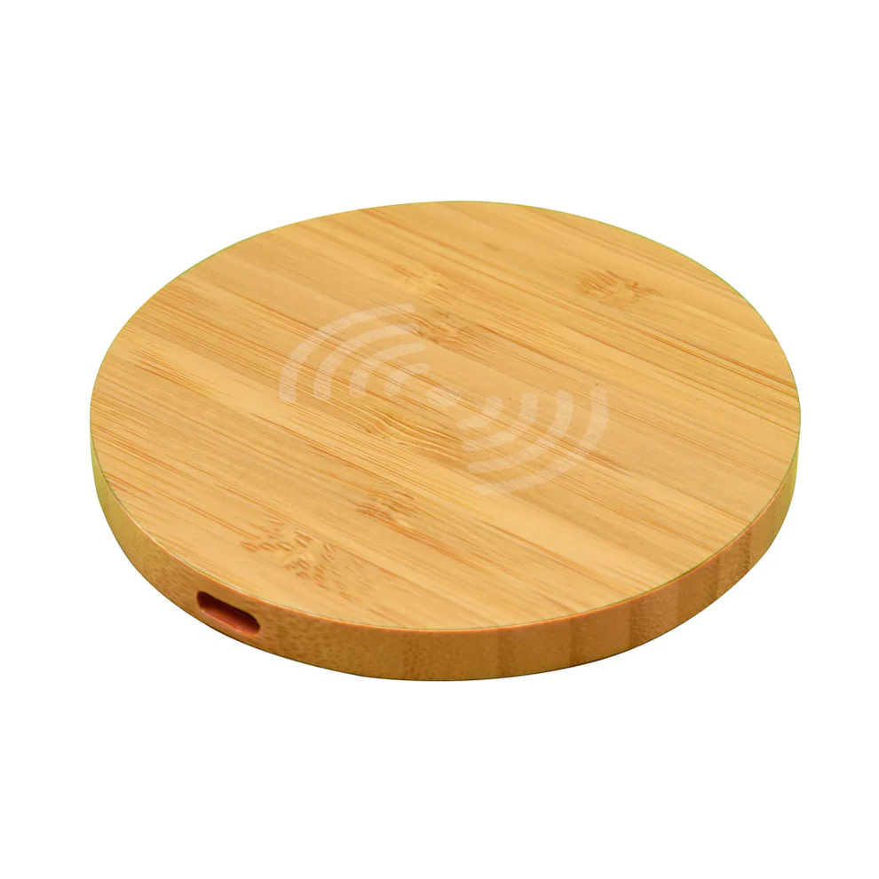 Handcrafted Bamboo Wireless Charger – Minimalist Round Design, Wangari
