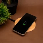 Olive Bamboo Wireless Charger – Eco-Friendly 15W Qi-Enabled Bamboo Charging Pad
