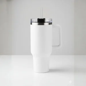 white Tumbler with Straw