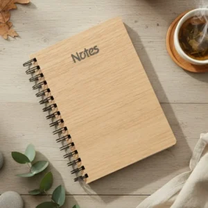 wood pattern spiral notebook diary