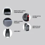 Black Polyester Laptop Backpack description