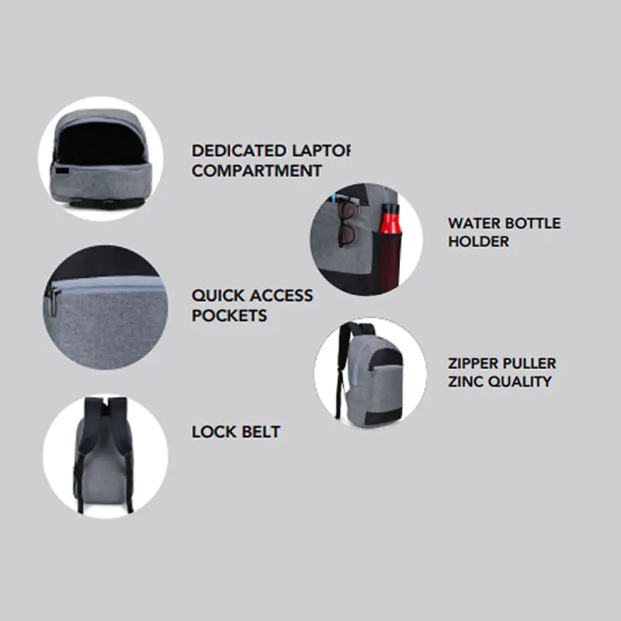 Black Polyester Laptop Backpack description