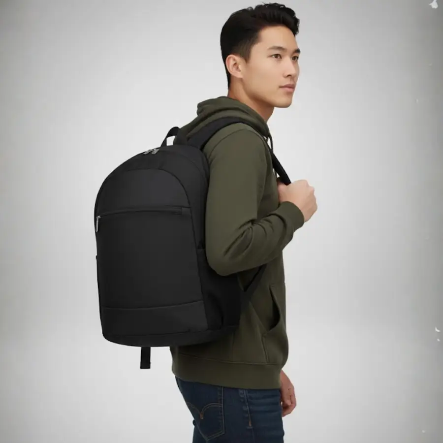 Elanva Black Polyester Laptop Backpack