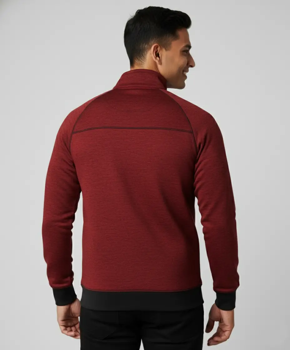 Classica Red Sports Jacket with reflective zip closure – side view