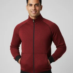 Classica Red Sports Jacket with reflective zip closure – front view