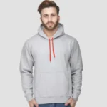 Grey Melange Unisex Hoodie with Red Lace
