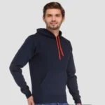 Navy Blue Unisex Hoodie with Red Lace