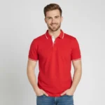 Red Polo T Shirt with White Tipping
