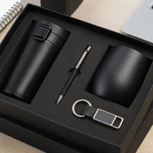 Black 4 in 1 Corporate Gift Set With Flask