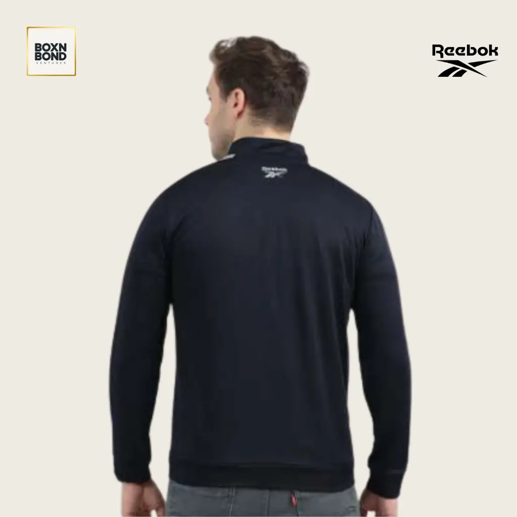 Black Polyster Zipper Jacket Back Backview