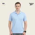 Reebok Sky Blue Polyester Polo Neck T Shirt