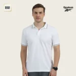Reebok White Polyester Waffle Polo T Shirt