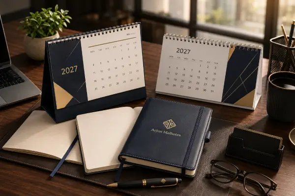 custom new year desk calendar diary corporate gift india boxnbond